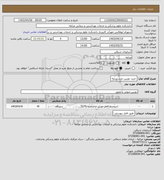 استعلام خرید دوربین مدار بسته