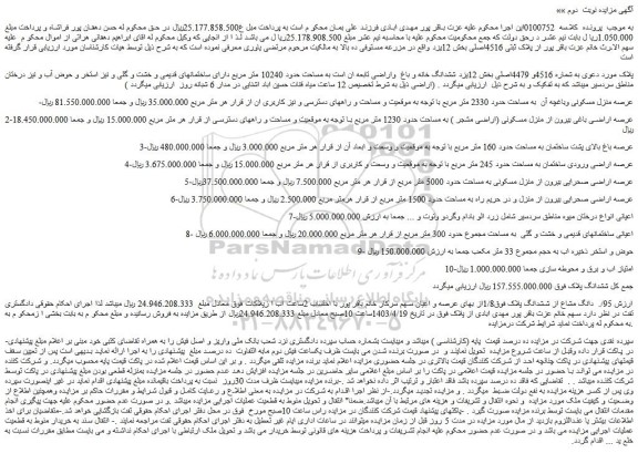 مزایده پلاک ثبتی 4516اصلی بخش 12یزد