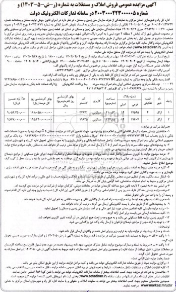 مزایده فروش املاک و مستغلات