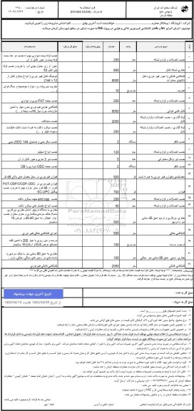 استعلام نصب اتصالات و لوازم شبکه و...