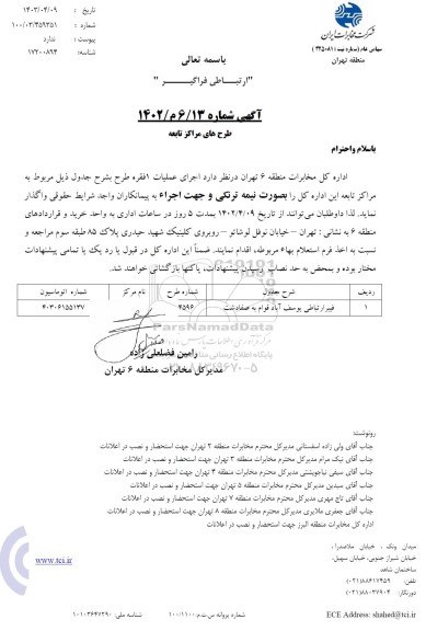 استعلام فیبر ارتباطی ...