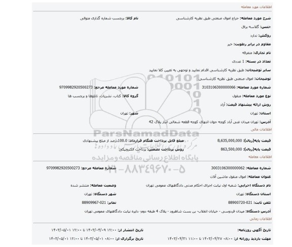 اموال صنعتی طبق نظریه کارشناسی