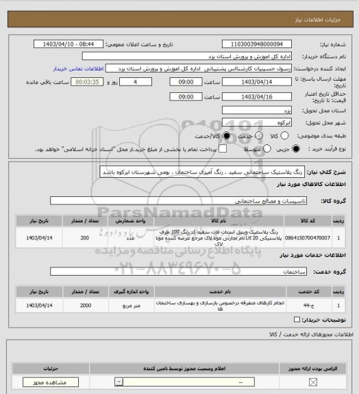 استعلام رنگ پلاستیک ساختمانی سفید . رنگ آمیزی ساختمان . بومی شهرستان ابرکوه باشد