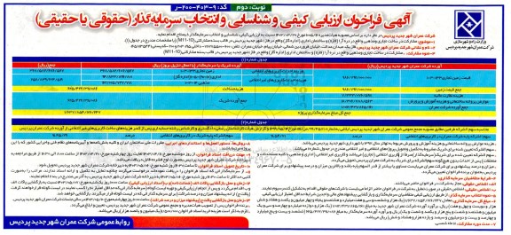 آگهی  فراخوان ارزیابی کیفی و شناسایی و انتخاب سرمایه گذار - نوبت دوم 