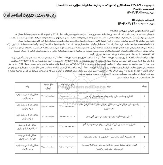 مناقصه کفسازی و متناسب سازی پیاده روهای محوطه میدان راه آهن....