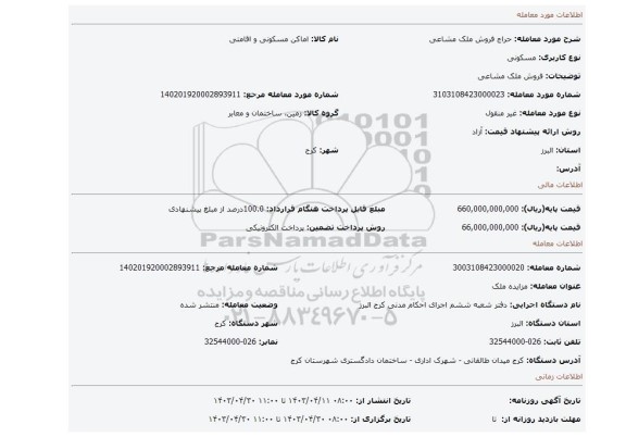 فروش ملک مشاعی