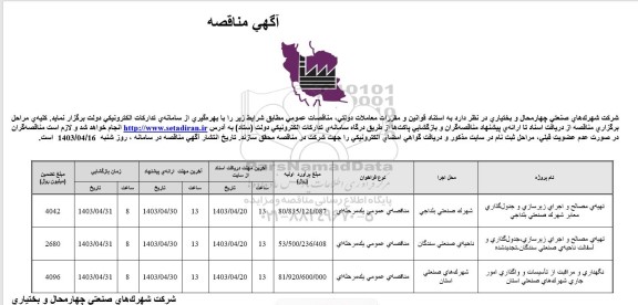 مناقصه تهیه ی مصالح و اجرای زیرسازی و جدول گذاری ...