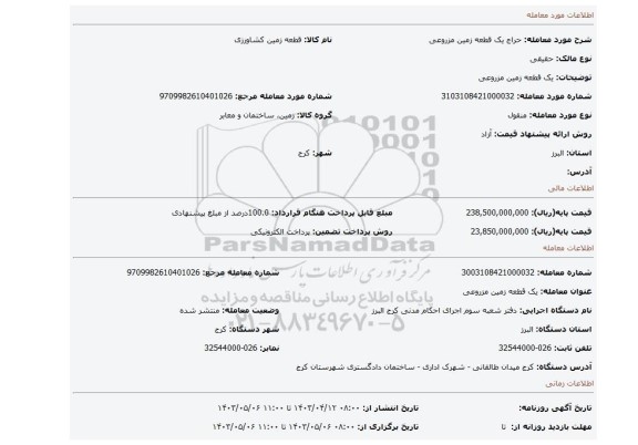 یک قطعه زمین مزروعی