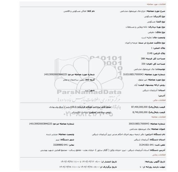 مال غیرمنقول مشاعی