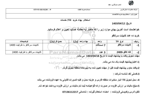 استعلام خرید ده عدد کابینت سر کافو 