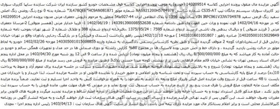 مزایده سواری سیستم چانگان تیپ CS35-AT