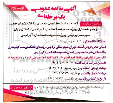 مناقصه قرارداد خرید غذای پرسنل پروژه تصفیه خانه- نوبت دوم