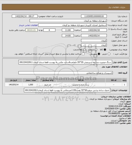 استعلام سنگ مرمریت چشمه شیردوش 35*35 ضخامت6سانت عکس به پیوست فقط استان کرمان 09133422911