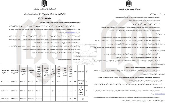 مناقصه خرید خدمات خودرویی