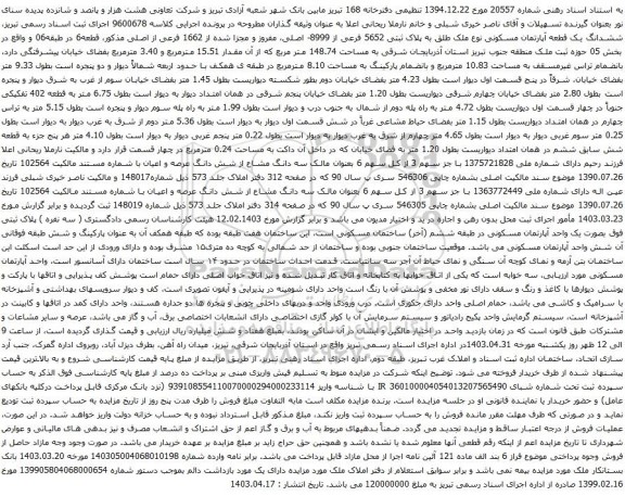 آگهی مزایده ششدانگ یک قطعه آپارتمان مسکونی نوع ملک طلق به پلاک ثبتی 5652 فرعی از 8999- اصلی، مفروز و مجزا شده از 1662 فرعی از اصلی