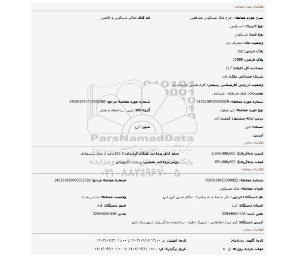 ملک مسکونی مشاعی