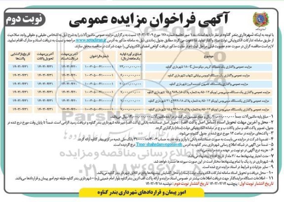 مزایده فروش ماشین آلات (گریدر...)- نوبت دوم 