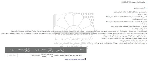 مزایده شرکت قالبهای صنعتی