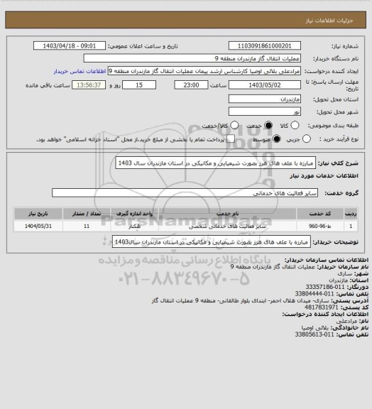 استعلام مبارزه با علف های هرز بصورت شیمیایی و مکانیکی در استان مازندران سال 1403