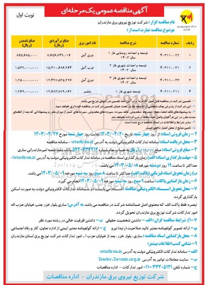 مناقصه توسعه و احداث روستایی....
