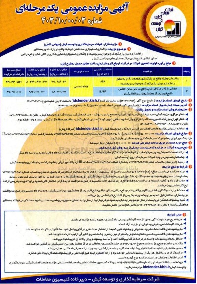 مزایده عمومی واگذاری استیجاری ساختمان دو طبقه...