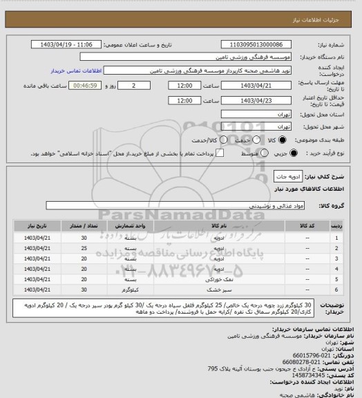 استعلام ادویه جات
