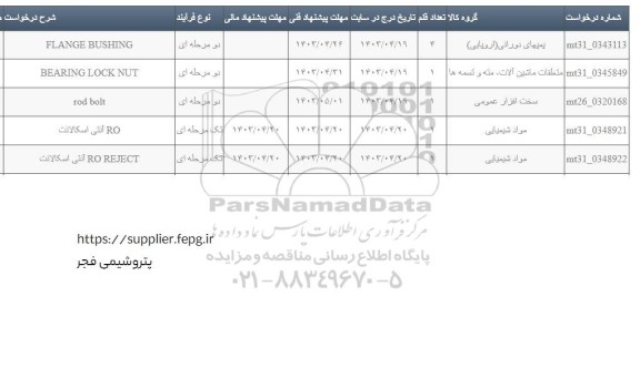 استعلام FLANGE BUSHING و ...