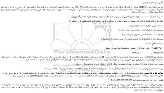 مزایده فروش شش دانگ ملک