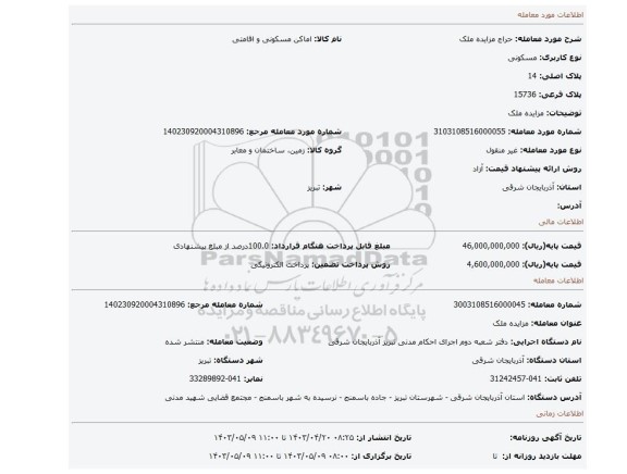 مزایده ملک