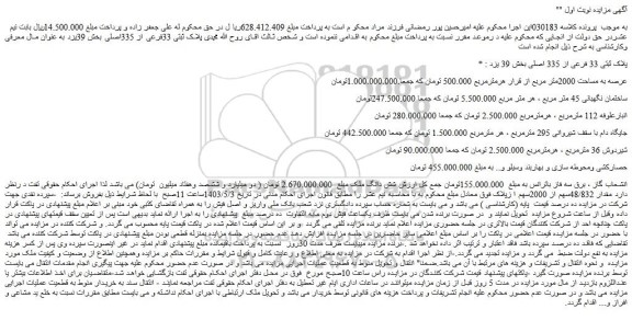مزایده فروش ملک پلاک ثبتی 33 فرعی از 335 اصلی