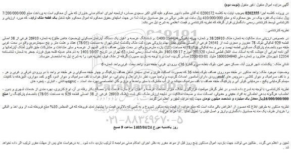 مزایده فروش ششدانگ عرصه و اعیان یک دستگاه آپارتمان مسکونی (وضعیت خاص طلق) به شماره 26910 فرعی از 38 اصلی قطعه 929 تفکیکی بلوک 78 مفروز و مجزی شده از 24541 فرعی از اصلی