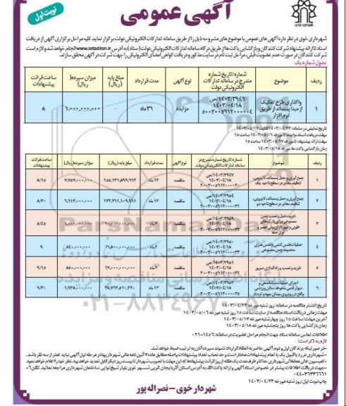 مزایده و مناقصه واگذاری طرح تفکیک از مبدا پسماند از طریق نرم افزار و...