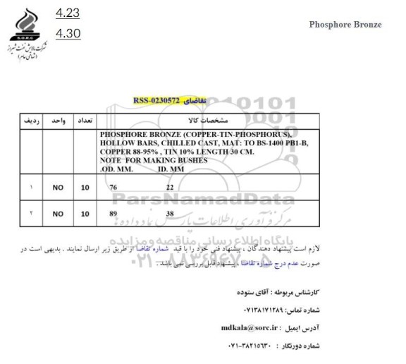 استعلام PHOSPHORE BRONZE ...