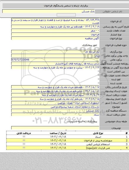 مناقصه, بازسازی و مقاوم سازی شعبه پیشوای ورامین