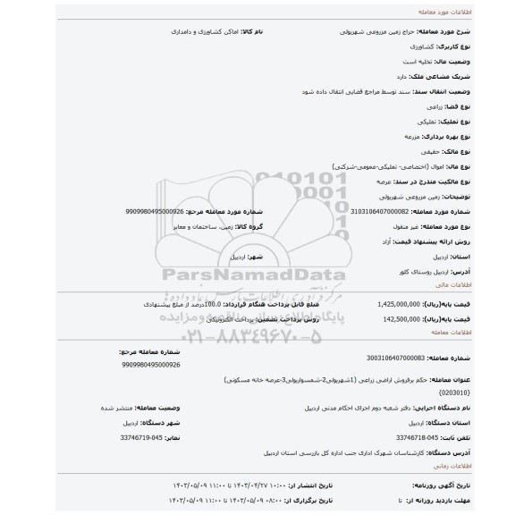 زمین مزروعی شهریولی