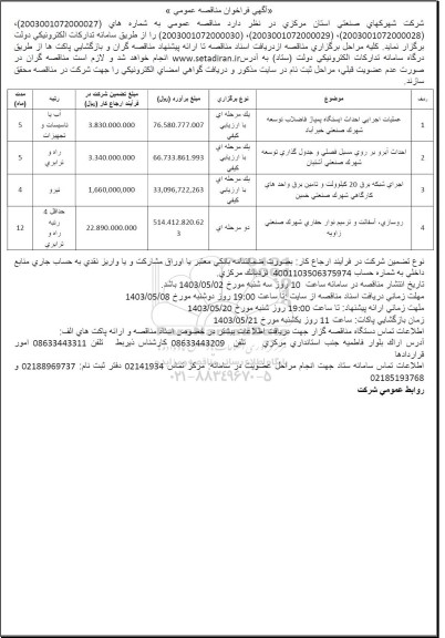 مناقصه عملیات اجرایی احداث ایستگاه پمپاژ...