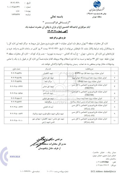 استعلام اجرای عملیات 10 فقره طرح... 