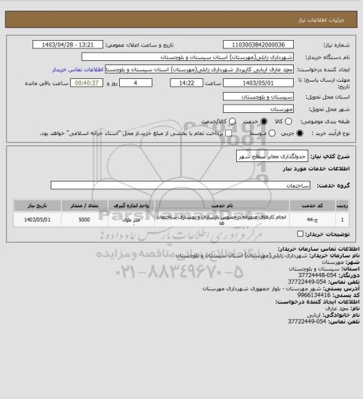 استعلام جدولگذاری معابر سطح شهر