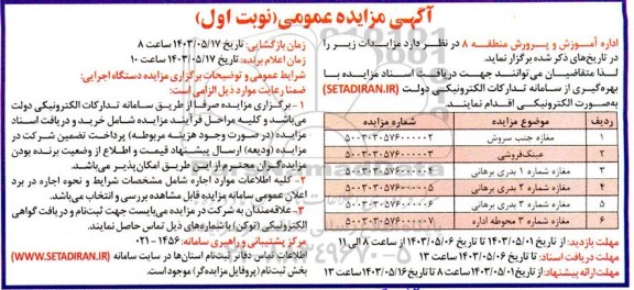 مزایده مغازه جنب سروش و ...