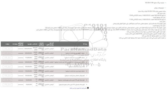 مزایده ضایعات ذوبی ..