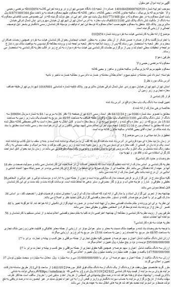 مزایده فروش شش دانگ پلاک ثبتی 6933/3100یک باب مغازه 