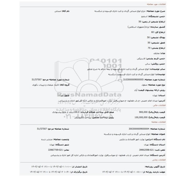 انواع صندلی گردان و ثابت اداری فرسوده و شکسته