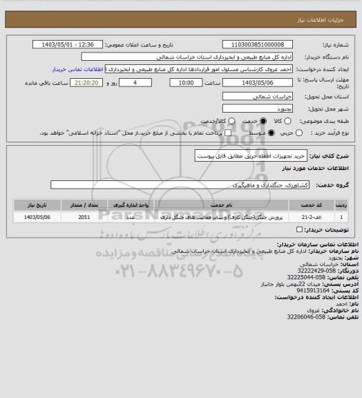 استعلام خرید تجهیزات اطفاء حریق مطابق فایل پیوست