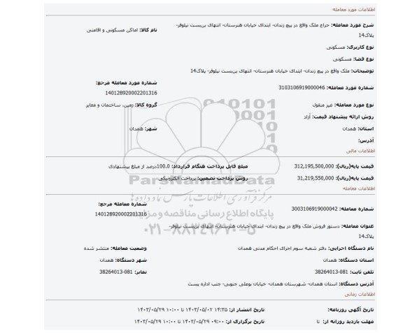 ملک واقع در پیچ زندان- ابتدای خیابان هنرستان- انتهای بن بست نیلوفر- پلاک14