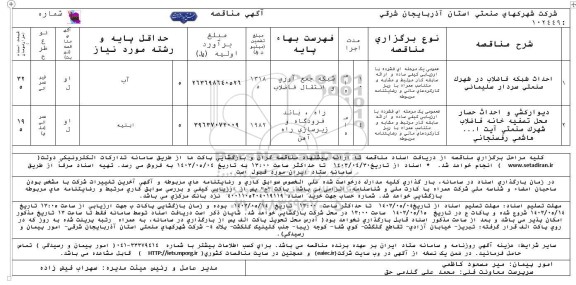 مناقصه احداث شبکه فاضلاب در شهرک صنعتی سردار سلیمانی ..