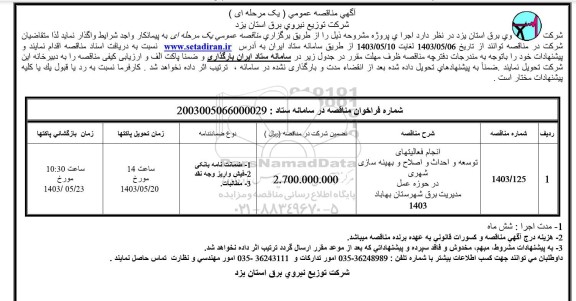 مناقصه انجام فعالیتهای توسعه و احداث و اصلاح و بهینه سازی شهری 