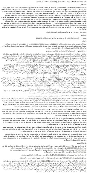 مزایده فروش ملک یک دستگاه آپارتمان اداری با وضعیت طلق قطعه 1 تفکیکی پلاک ثبتی 90779 فرعی از 6933 اصلی
