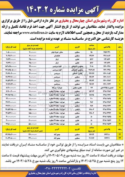 مزایده واگذاری اراضی