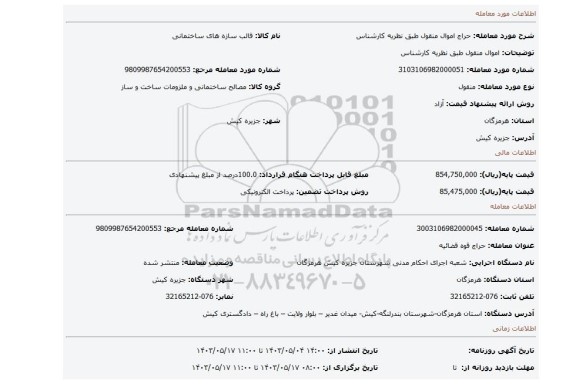 مزایده، اموال منقول طبق نظریه کارشناس