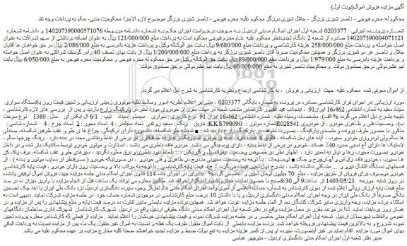 مزایده فروش یکدستگاه سواری سیناد سفید